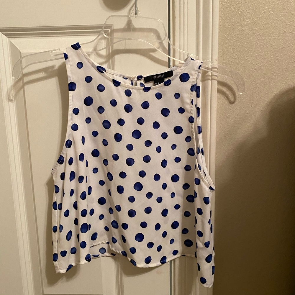 Forever 21 blue polka dot tank